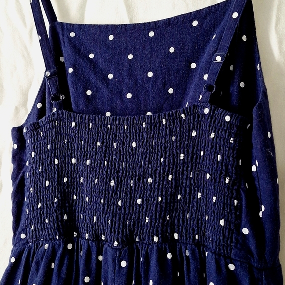 Jumpsuit, Linen, Opeb Back, Navy Polk-a-Dot, sz 8, NWOT - Picture 8 of 12